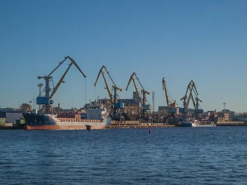 Cranes at a container port on the waterfront
